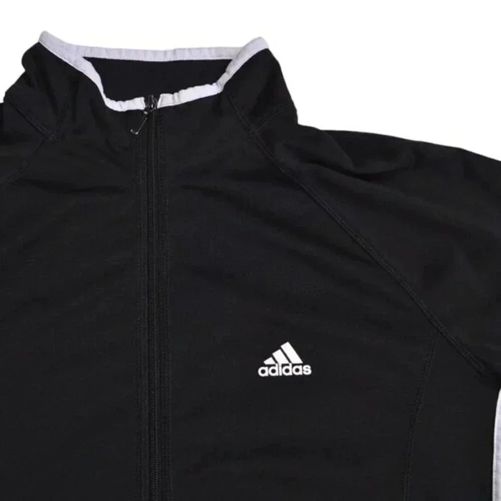 Adidas  Black Full Zip Track Jacket 3 Stripes Lightweight Women's Size Large - Picture 3 of 8